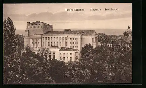 AK Teplitz Schönau / Teplice, Stadtsäle und Stadtthater