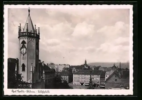 AK Teplitz Schönau / Teplice, Ansicht vom Schlossplatz