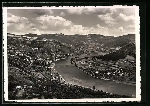 AK Salesel / Dolni Zalezly, Panoramablick ins Elbtal