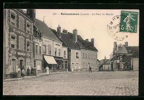 AK Boiscommun, La Place du Marché, Hotel de la Poste