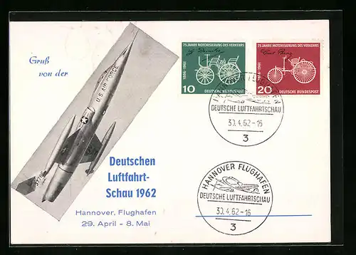 AK Hannover, Deutsche Luftfahrt-Schau 1962, USAF Jagdflugzeug