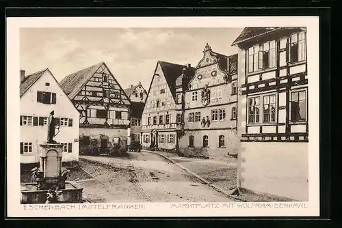 AK Eschenbach /Mfr., Marktplatz mit Wolfram-Denkmal