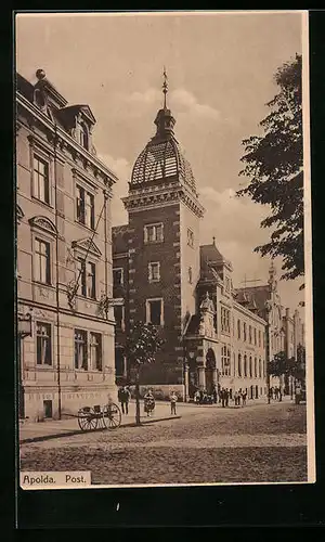 AK Apolda, Strassenpartie an der Post