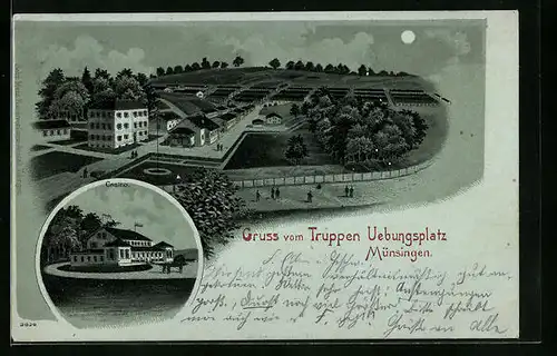 Mondschein-Lithographie Münsingen, Truppen-Übungsplatz, Casino