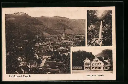 AK Urach, Restaurant Straub, Wasserfall, Teilansicht