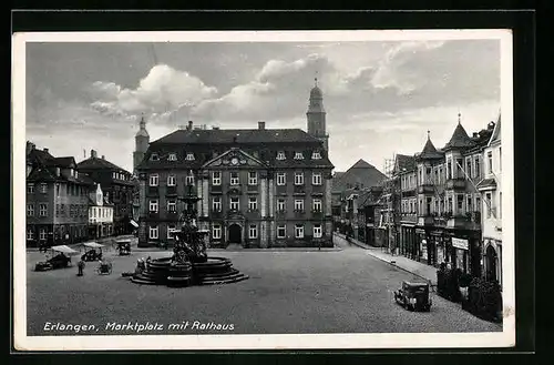 AK Erlangen, Marktplatz mit Rathaus