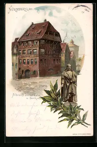 Lithographie Nürnberg, Albrecht Dürer Haus und Denkmal
