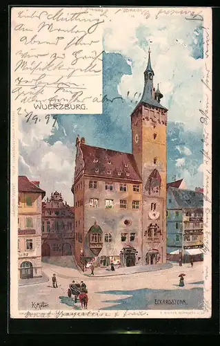 Künstler-AK Karl Mutter: Würzburg, Eckardsturm