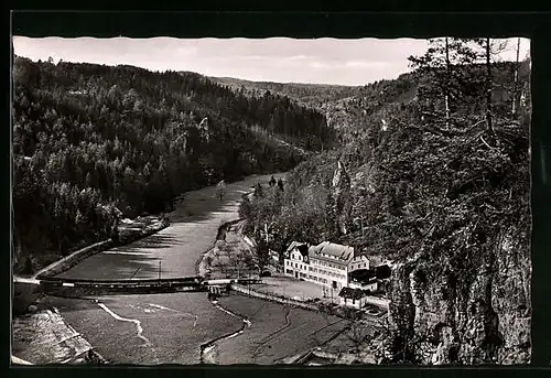 AK Doos /Fränk. Schweiz, Talblick mit Gasthof und Sommerfrische Heinlein