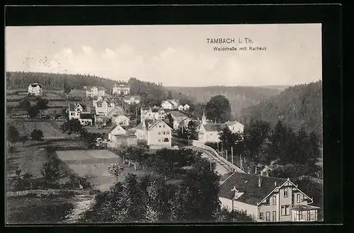 AK Tambach /Thüringen, Waldstrasse mit Kurhaus
