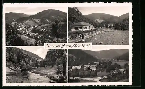 AK Unterweissbach /Thür. Wald, Sommerbad und Wohnsiedlung