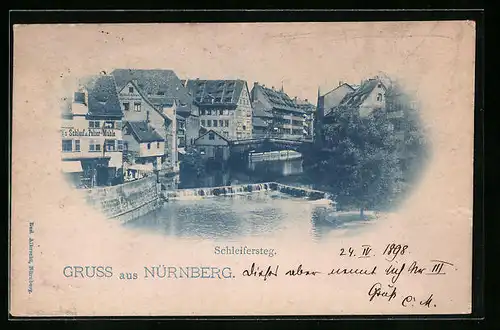 AK Nürnberg, Flusspartie am Schleifersteg