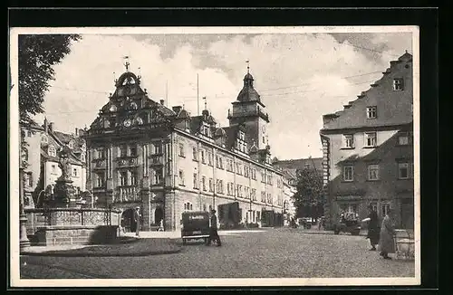 AK Gotha, Rathaus mit Schellenbrunnen
