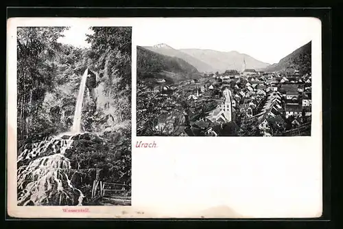 AK Urach, Ortsansicht von oben und Wasserfall