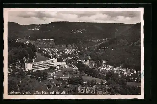 AK Urach, Das Haus auf der Alb aus der Vogelschau