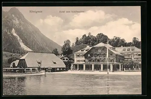 AK Königsee, Hotel zum Schiffmeister, vom Wasser aus