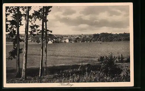 AK Krailling, Ortsansicht von Feldern aus