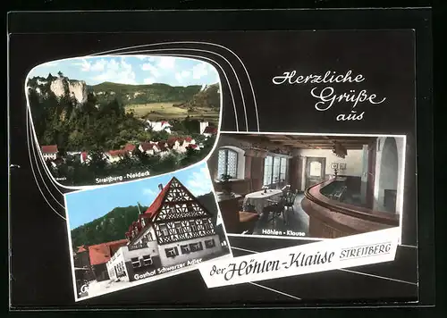 AK Streitberg, Ortsansicht Streitberg-Neideck, Höhlen-Klause, Gasthof Schwarzer Adler