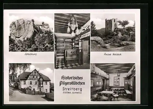 AK Streitberg /Fr. Schweiz, Historisches Pilgerstübchen, Ruine Neideck, Streitburg