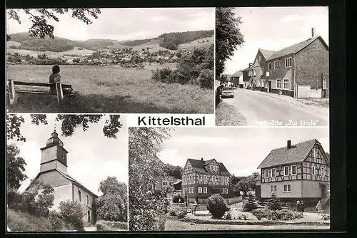 AK Kittelsthal, Ortsansicht, Gaststätte Zur Linde, Fachwerkhäuser