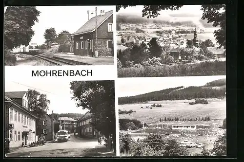 AK Möhrenbach, Bahnhof und Blick vom Gyckelberg