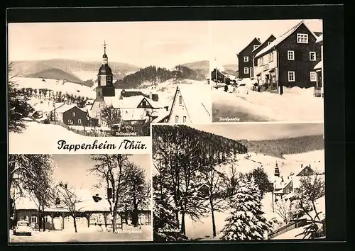 AK Pappenheim /Thür., Dorfpartie und Teilansicht im Winter