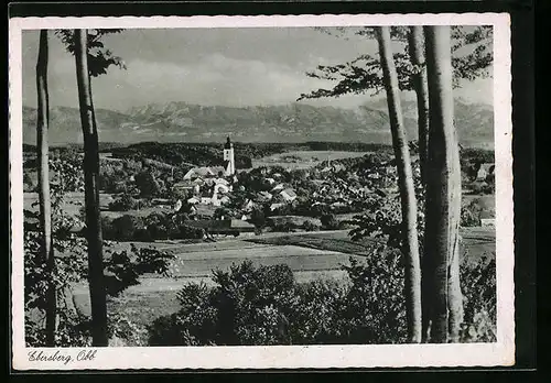 AK Ebersberg /Obb., Weitblick über das Dorf bis zu den Alpen