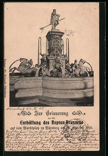 AK Ganzsache Bayern PP7C50 /01: Nürnberg, Enthüllung des Neptunbrunnens am 22.10.1902