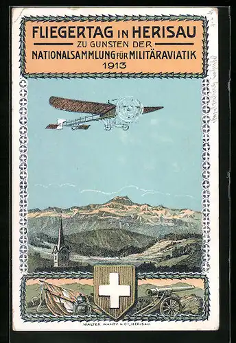 AK Herisau, Fliegertag zu Gunsten der Nationalversammlung für Militäraviatik 1913, Flugzeug