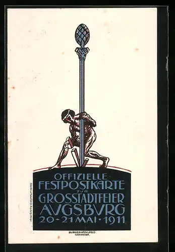 AK Ganzsache Bayern PP27C12: Augsburg, Festpostkarte zur Grossstadtfeier 1911, Volksfest