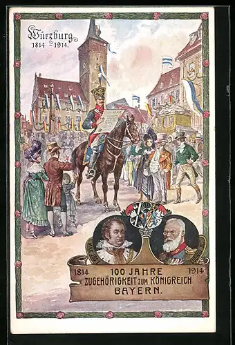 AK Ganzsache Bayern PP38C22 /02: Würzburg, 100 Jahre Zugehörigkeit zum Königreich Bayern