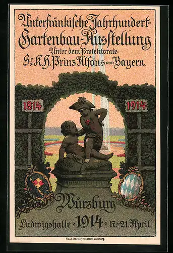 AK Ganzsache Bayern PP38C8, Würzburg, Unterfränkische Jahrhundert-Gartenbau-Ausstellung 1914