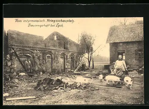 AK Lyck, Bauerngehöft nach dem Krieg