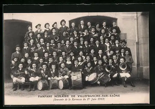 AK Villefranche-sur-Saone, Fanfare Scolair, 1913