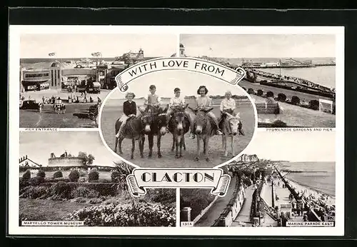 AK Clacton, Pier Entrance, Promenade Gardens and Pier