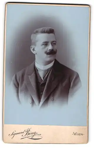 Fotografie Sigmund Bing, Wien, Goldschmidgasse 4, Portrait charmanter junger Mann mit Schnurrbart