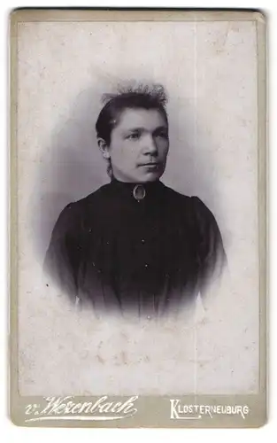 Fotografie v. Werenbach, Klosterneuburg, Heislergasse 3, Portrait dunkelhaarige junge Frau in eleganter Bluse