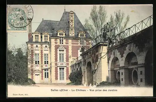AK Selles-sur-Cher, Le Château, Vue prise des Jardins