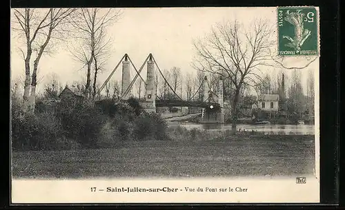 AK Saint-Julien-sur-Cher, Vue du Pont sur le Cher