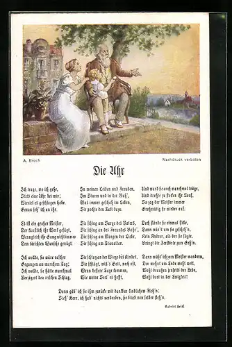 AK Die Uhr, Ich targe wo ich gehe, Äterer Herr und Kind mit Uhr