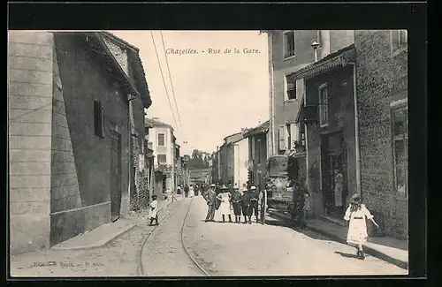 AK Chazelles, Rue de la Gare, Strassenpartie