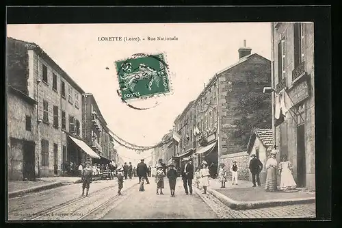 AK Lorette, Rue Nationale, Strassenpartie