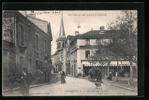 AK Andrézieux, la Rue de l'Église