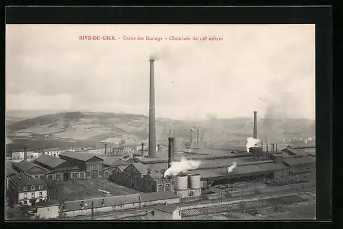 AK Rive-de-Gier, Usine des Etaings, Cheminée de 108 mètres