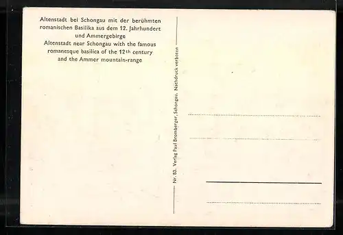 AK Altenstadt bei Schongau, Teilansicht mit der romanischen Basilika und Ammergebirge