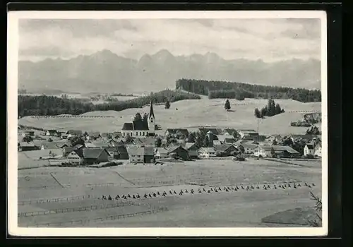AK Burggen, Teilansicht mit Kirche