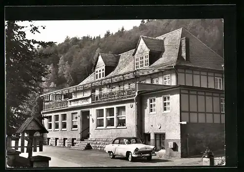 AK Rohrbach /Thür. Wald, Konsum-Gaststätte Sorbitzgrund mit Auto
