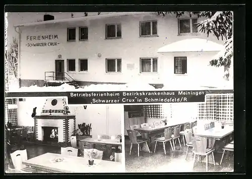 AK Schmiedefeld /R., Betriebsferienheim Bezirkskrankenhaus Meiningen Schwarzer Crux im Winter, Innenansichten