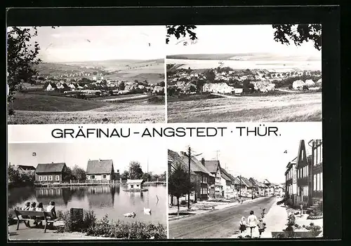 AK Gräfinau-Angstedt /Kr. Ilmenau, Blick vom Hopfberg, Am Torteich, Ilmenauer Strasse