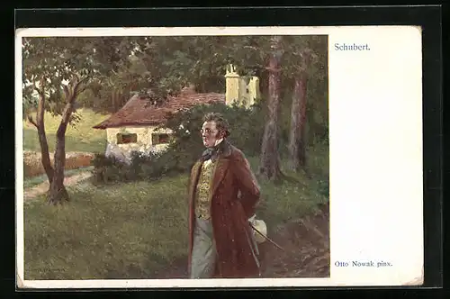 AK Franz Schubert bei einem Spaziergang